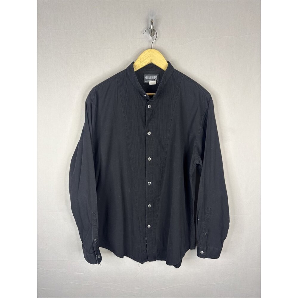 Vintage Roughrider by Circle T Western Shirt Black Tuxedo Pleated USA Men‎ M